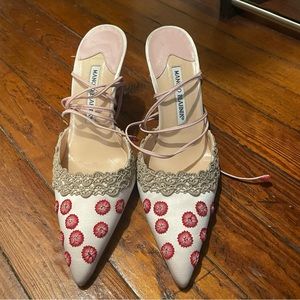 Manolo Blahnik lace up heels